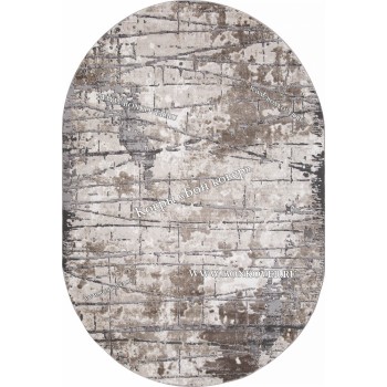 Абстрактный ковер дизайн 78 Серый с коричневым Овал
